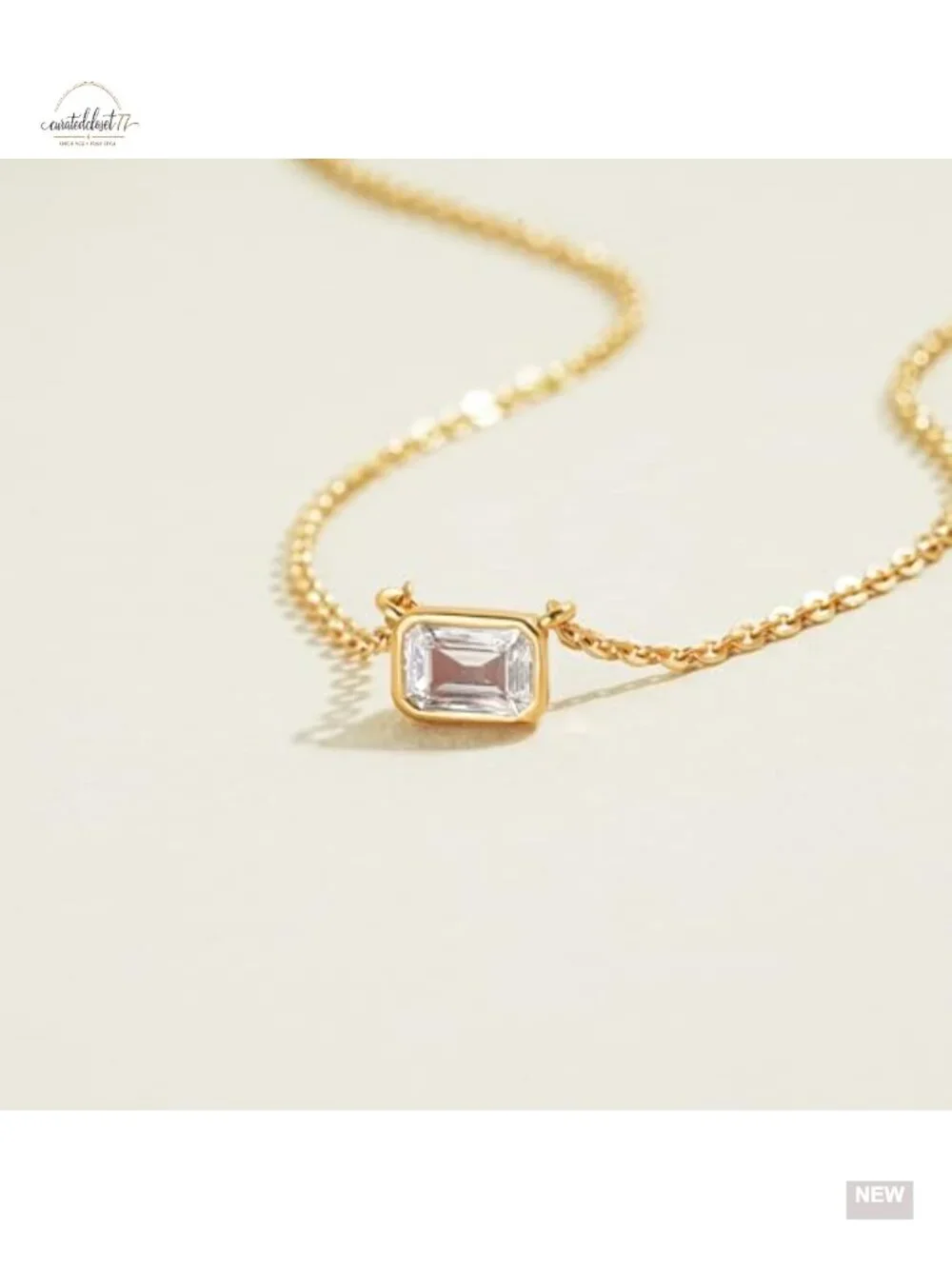 14K Gold Plated Layered Necklace Set Dainty CZ Pendant Choker